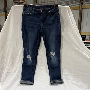 Maurices Dark Wash Distressed Boyfriend Jeans